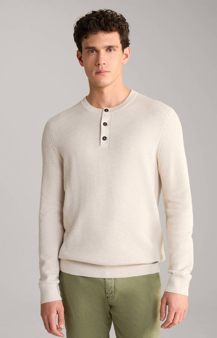 Joop Strickpullover Henley in Hellbeige