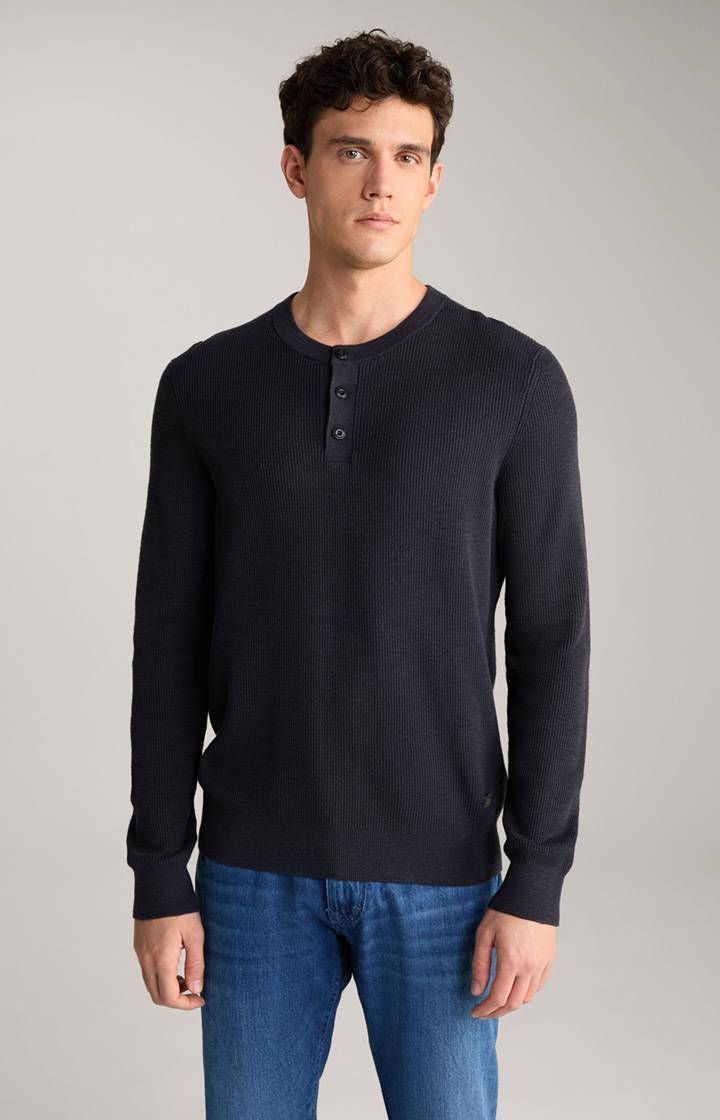 Joop Strickpullover Henley in Navy