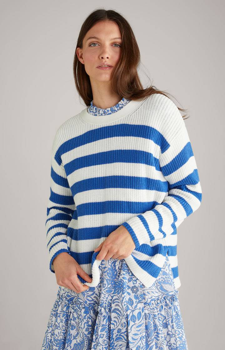 Joop Strickpullover in Blau/Offwhite gestreift