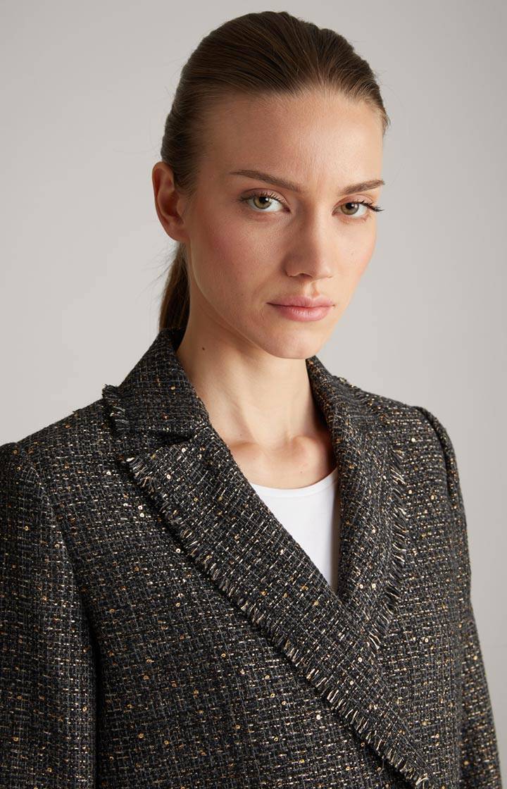Joop Tweed-Blazer-Jacke In Schwarz/Grau/Gold