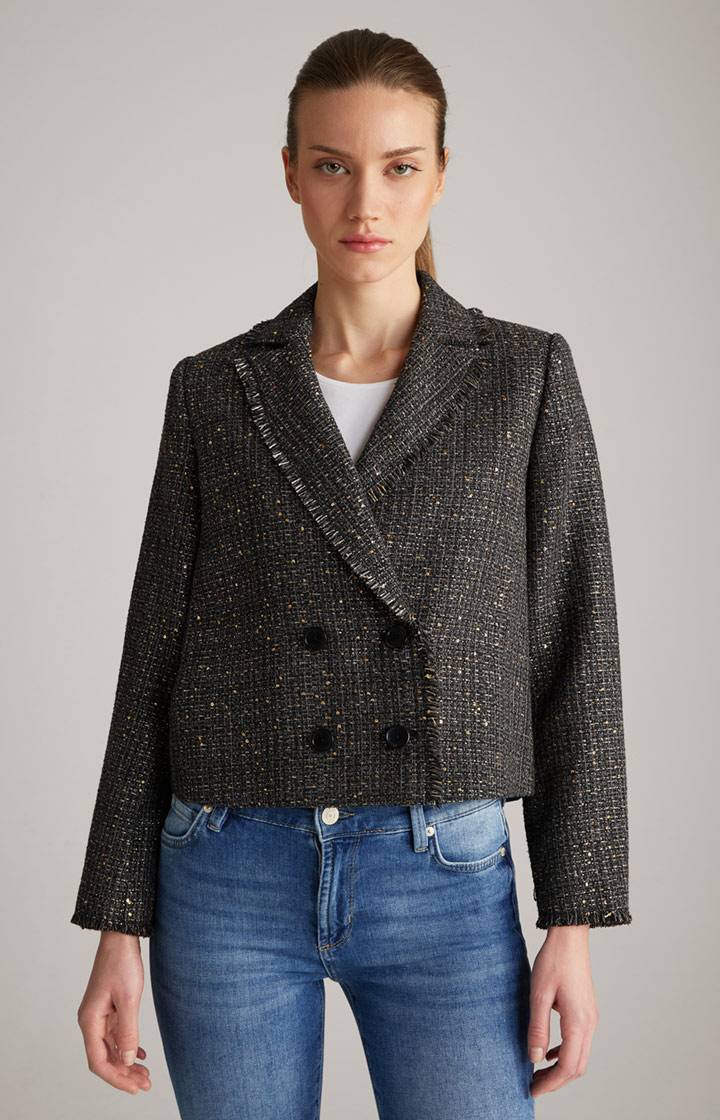 Joop Tweed-Blazer-Jacke in Schwarz/Grau/Gold
