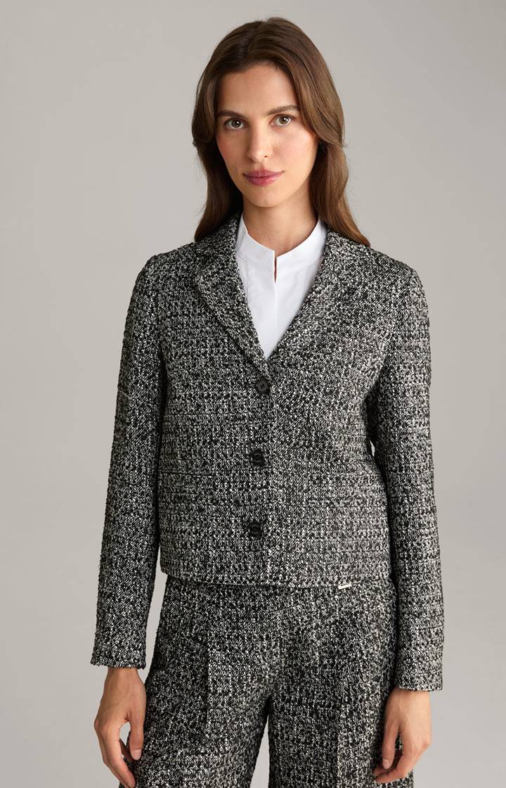 Joop Tweed-Kurz-Blazer in Schwarz/Weiß gemustert