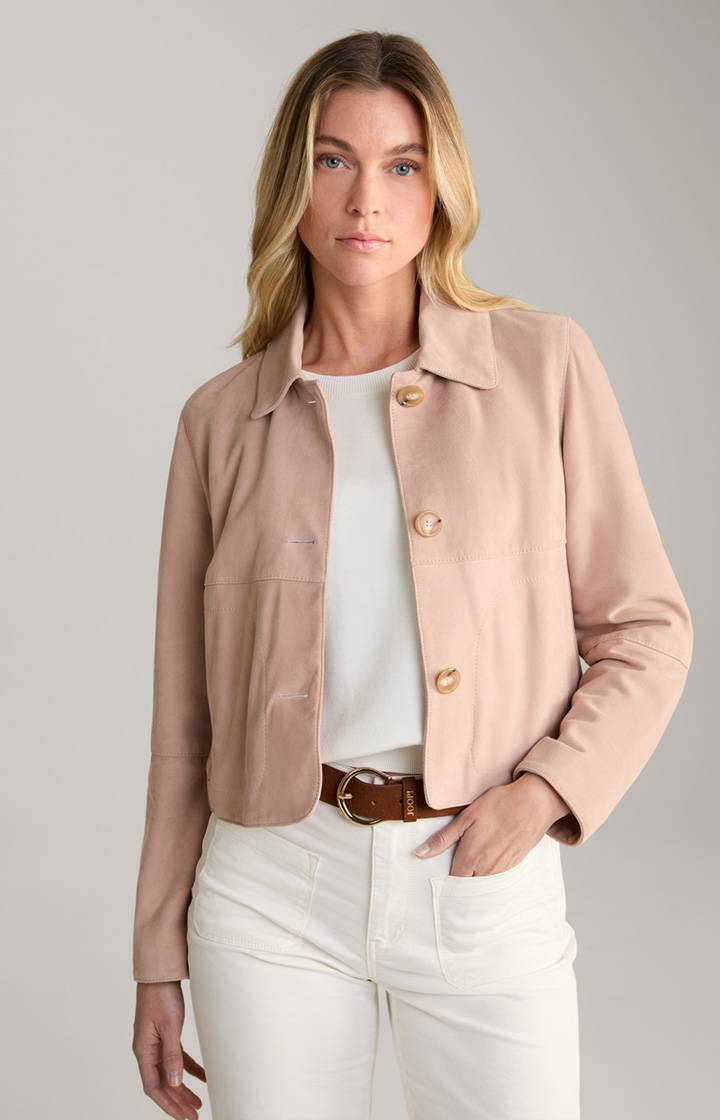 Joop Velours-Lederjacke in Rosé