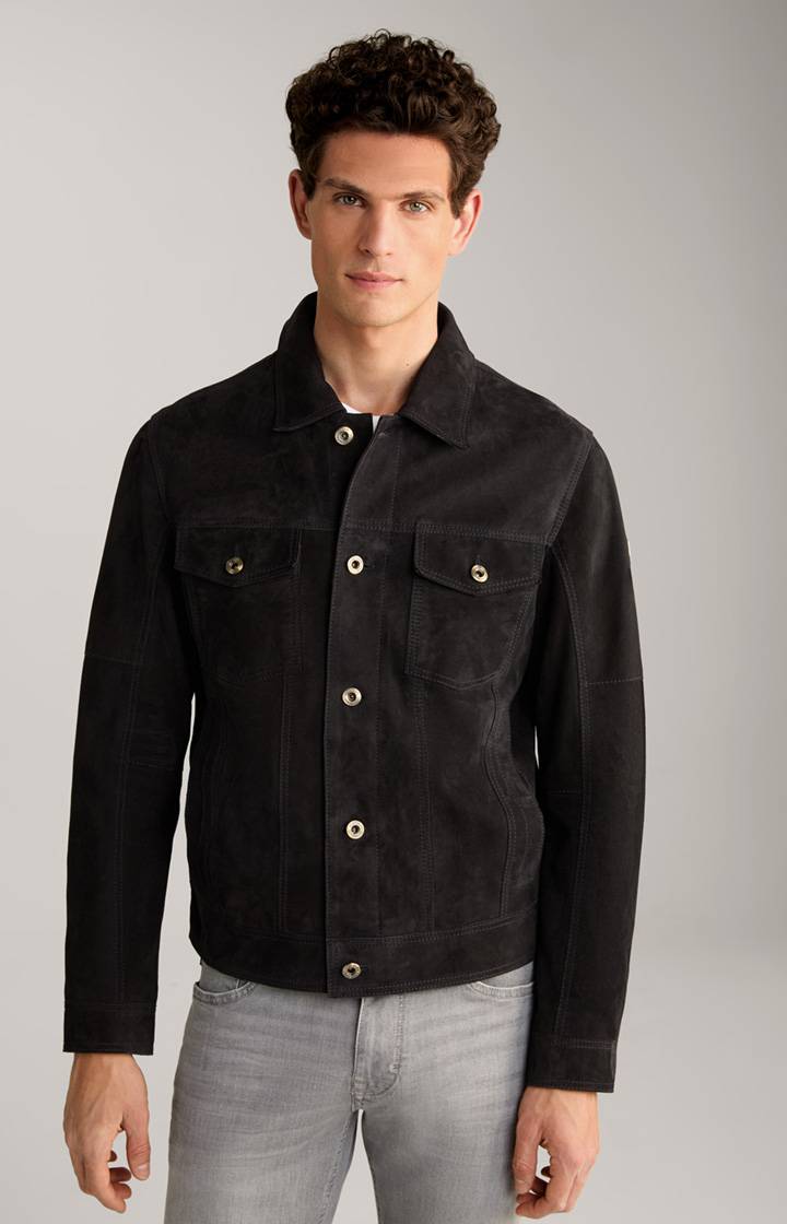 Joop Velours-Lederjacke Jean in Navy