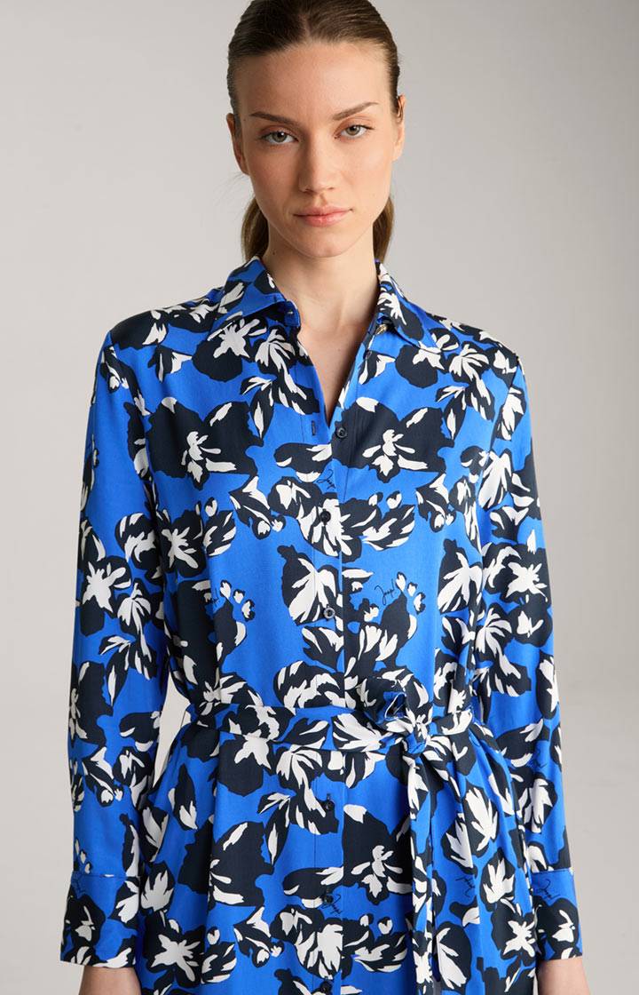 Joop Viskose-Kleid In Blau/Weiß Gemustert