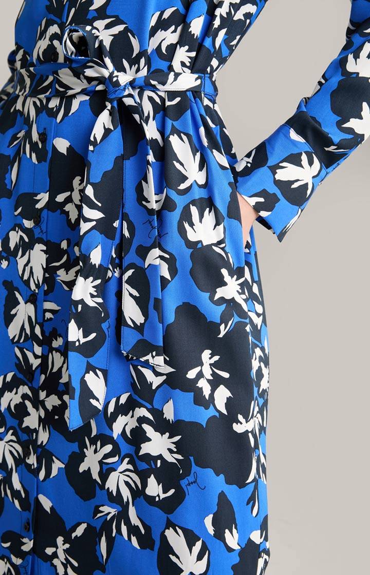 Joop Viskose-Kleid In Blau/Weiß Gemustert