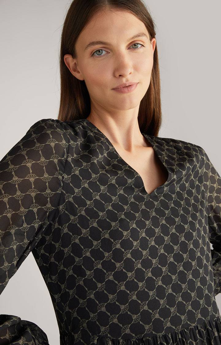 Joop Viskose-Kleid In Schwarz/Grau Gemustert