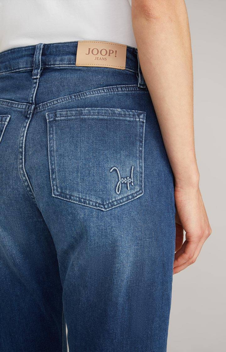 Joop Wide Leg Jeans In Dark Denim Blue Washed