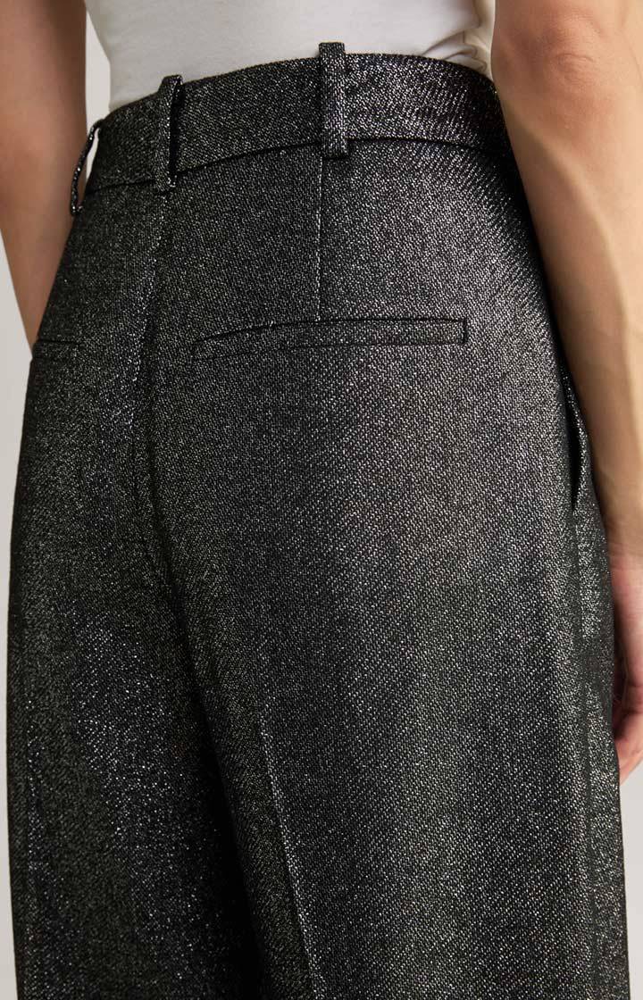 Joop Wollmix-Bundfaltenhose In Schwarz/Glitzer