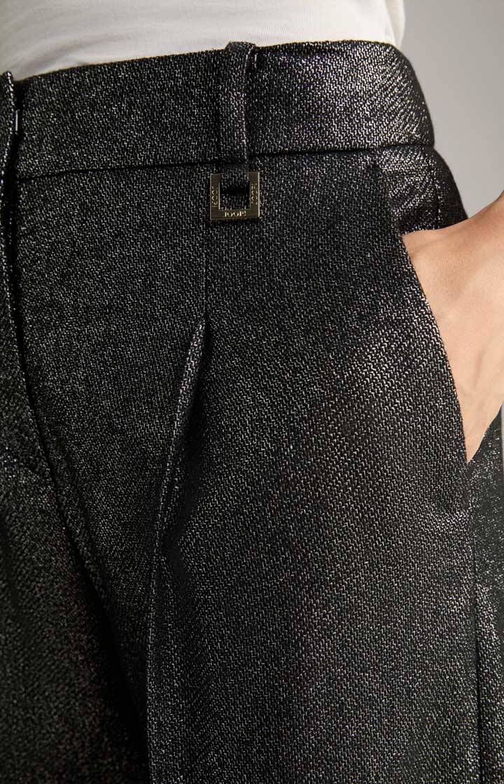 Joop Wollmix-Bundfaltenhose In Schwarz/Glitzer