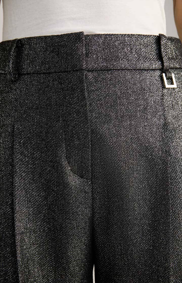 Joop Wollmix-Bundfaltenhose In Schwarz/Glitzer