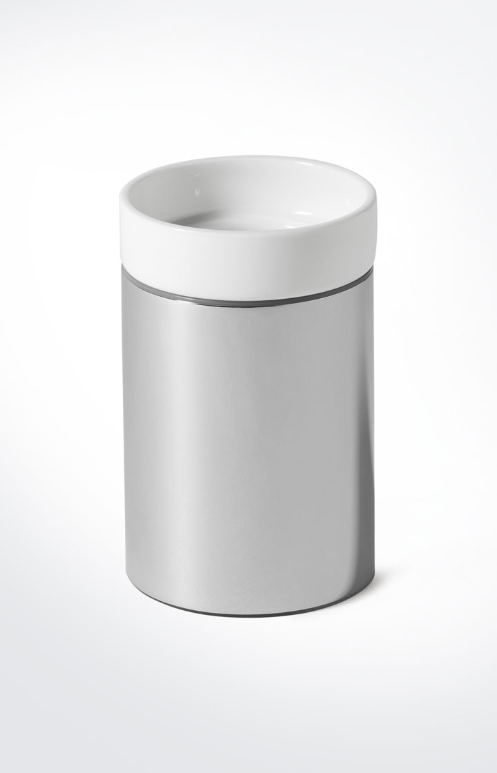 Joop Zahnputzbecher Chromeline, Silber/Weiß