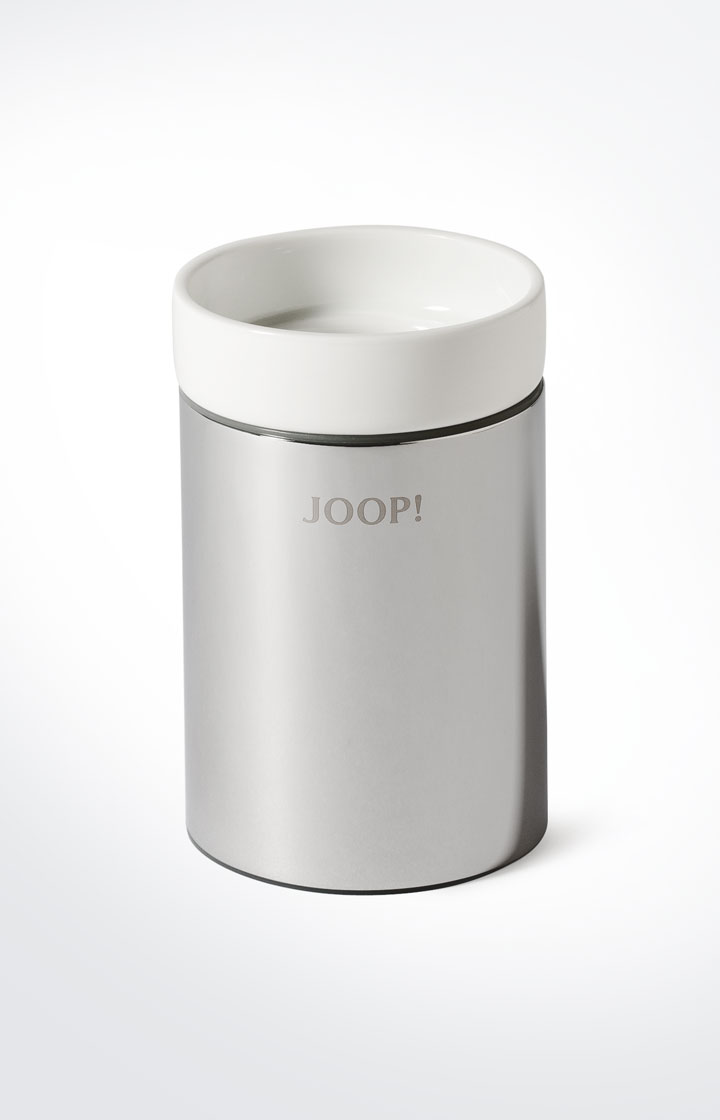 Joop Zahnputzbecher Chromeline, Silber/Weiß