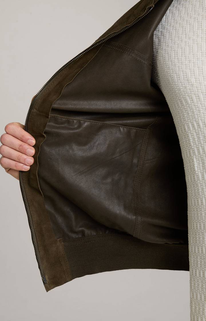 Joop Ziegenvelours-Lederjacke Pios In Oliv