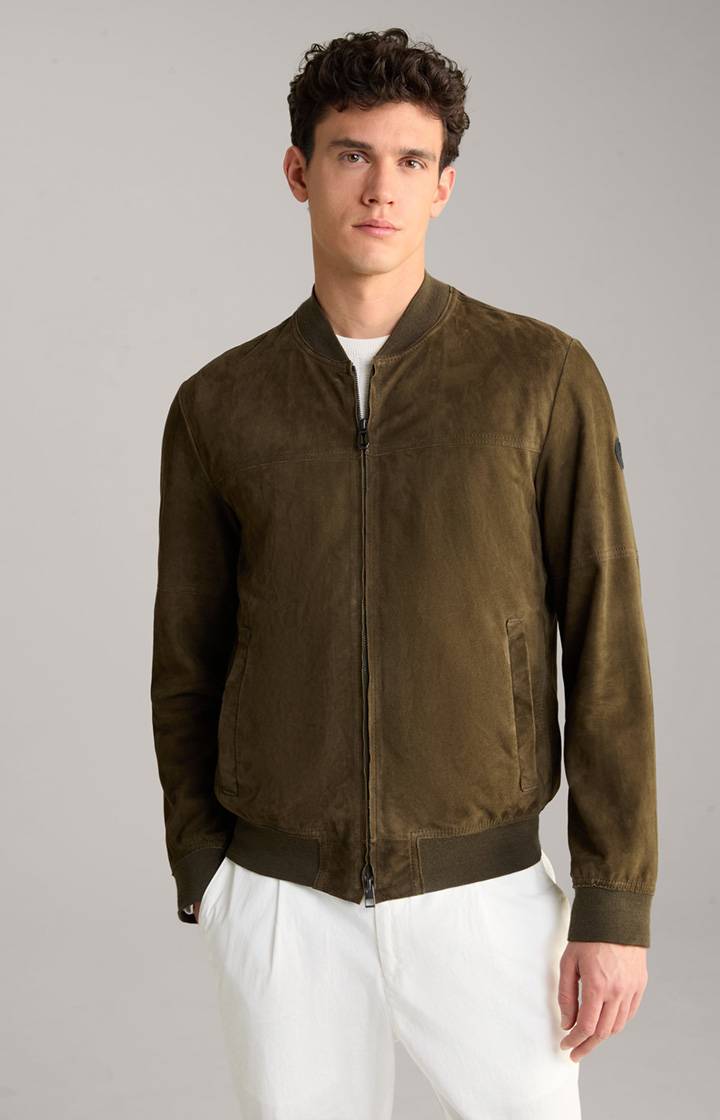 Joop Ziegenvelours-Lederjacke Pios in Oliv
