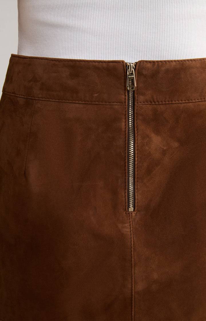 Joop Ziegenvelours-Lederrock In Braun