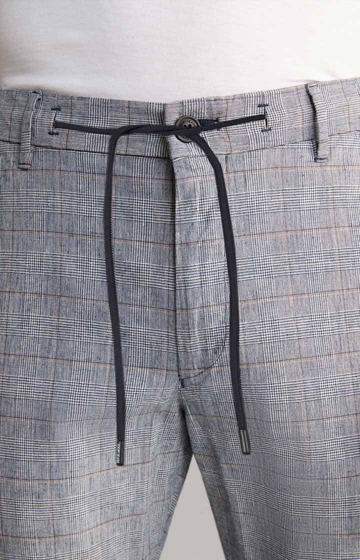 Joop Leinenmix-Chino Maxton In Navy/Offwhite Kariert