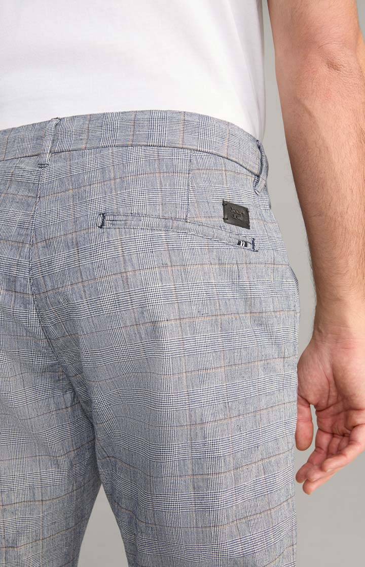 Joop Leinenmix-Chino Maxton In Navy/Offwhite Kariert