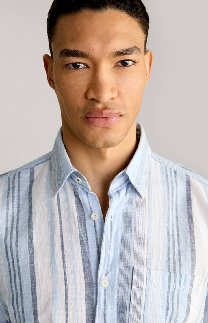 Joop Leinenmix-Hemd Hawes In Hellblau-Weiß Gestreift