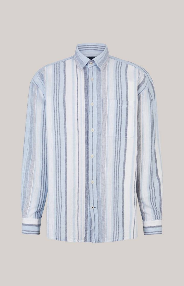 Joop Leinenmix-Hemd Hawes In Hellblau-Weiß Gestreift
