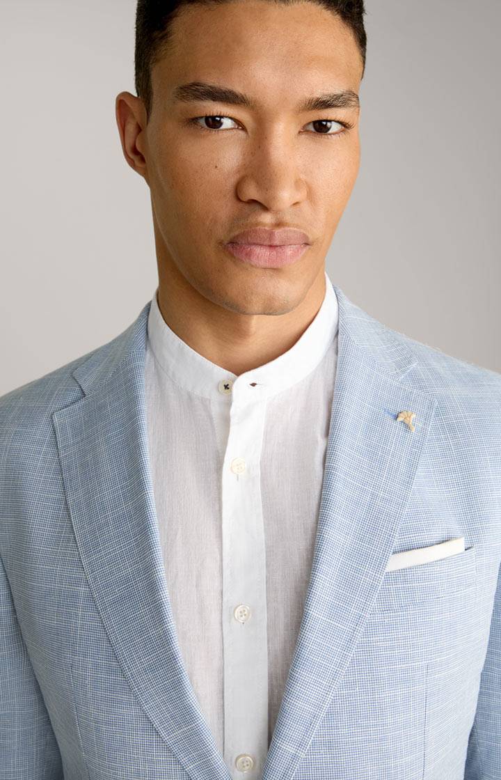 Joop Leinenmix-Sakko Hoverest In Blau/Weiß Gemustert