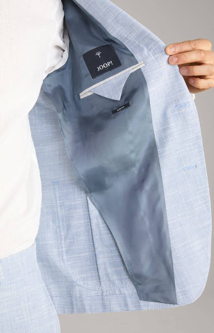 Joop Leinenmix-Sakko Hoverest In Blau/Weiß Gemustert