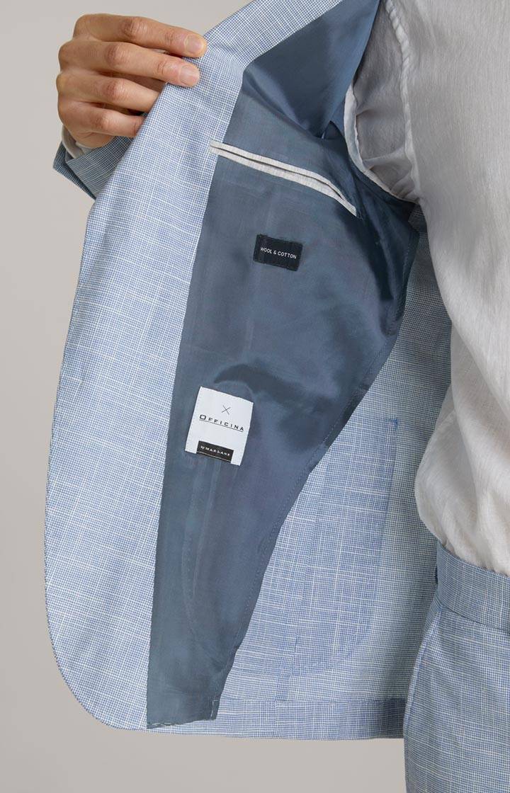 Joop Leinenmix-Sakko Hoverest In Blau/Weiß Gemustert