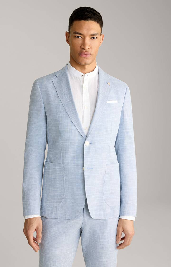 Joop Leinenmix-Sakko Hoverest in Blau/Weiß gemustert