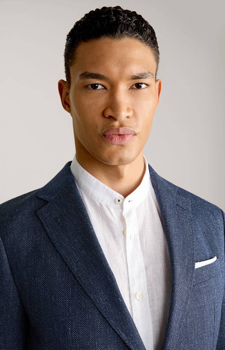 Joop Leinenmix-Sakko Hoverest In Dunkelblau Strukturiert