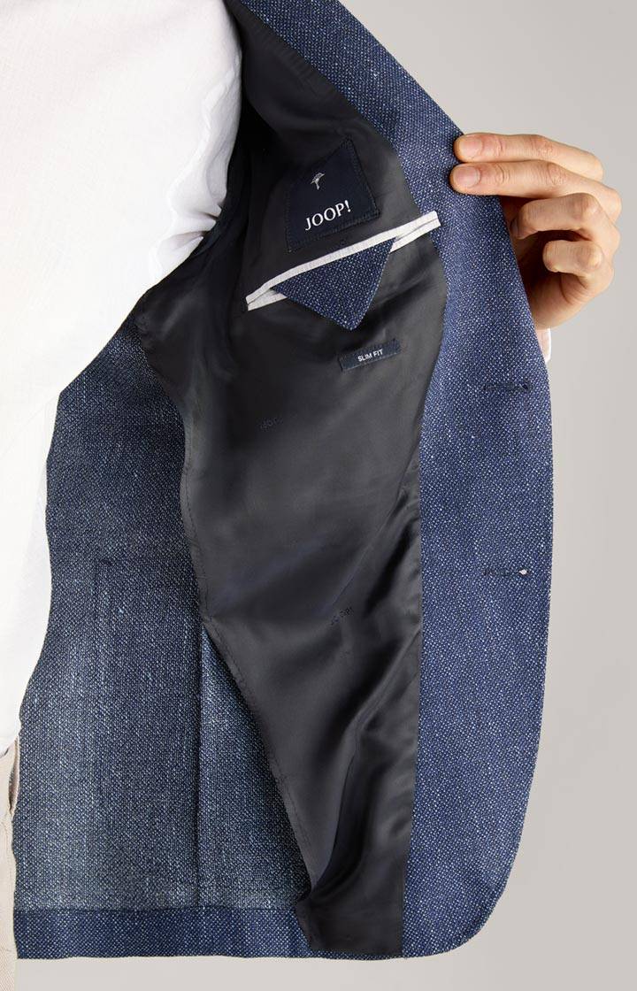 Joop Leinenmix-Sakko Hoverest In Dunkelblau Strukturiert