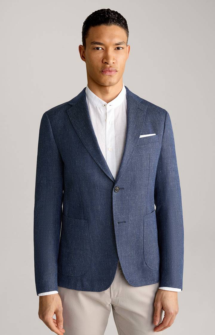 Joop Leinenmix-Sakko Hoverest in Dunkelblau strukturiert