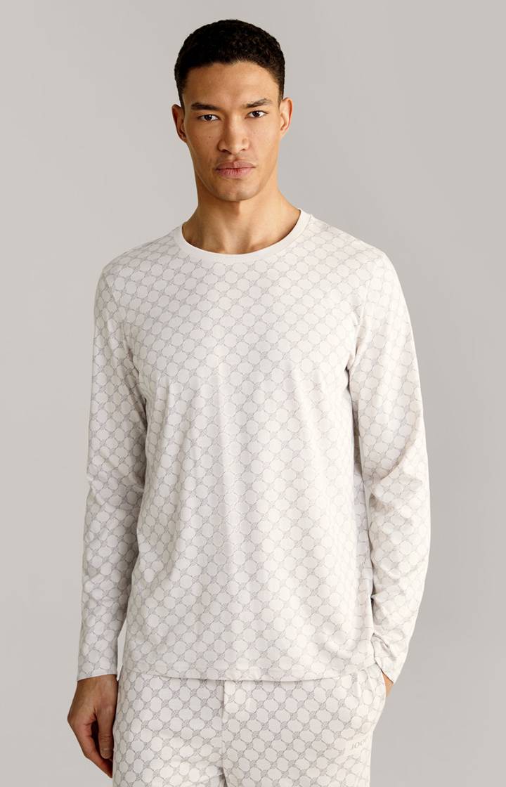 Joop Loungewear Longsleeve in Offwhite/Grau gemustert