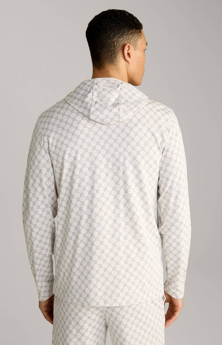 Joop Loungewear Sweatjacke In Offwhite/Grau Gemustert