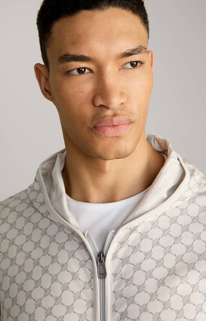 Joop Loungewear Sweatjacke In Offwhite/Grau Gemustert