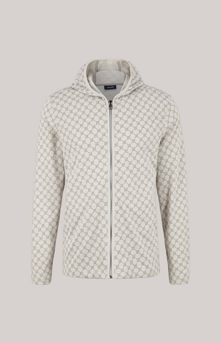Joop Loungewear Sweatjacke In Offwhite/Grau Gemustert