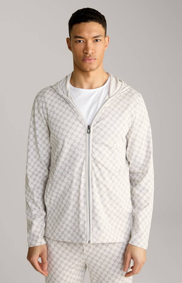 Joop Loungewear Sweatjacke in Offwhite/Grau gemustert