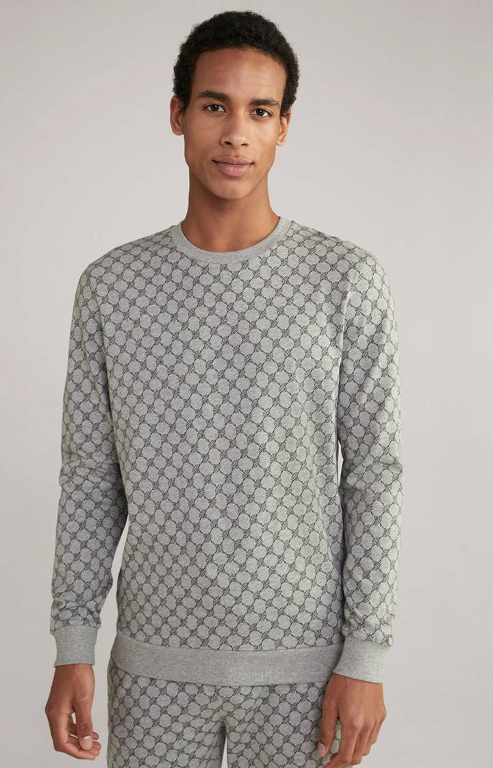 Joop Loungewear Sweatshirt in Hellgrau Melange gemustert
