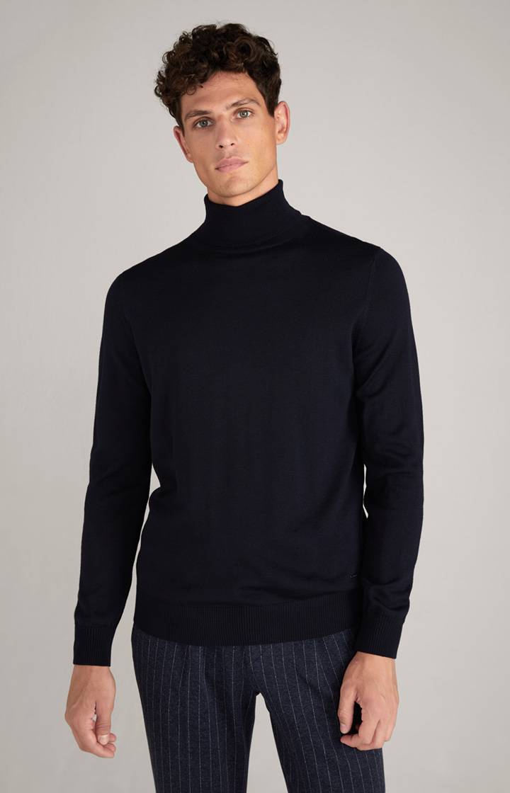 Joop Merinowoll-Rollkragenpullover Donte in Dunkelblau