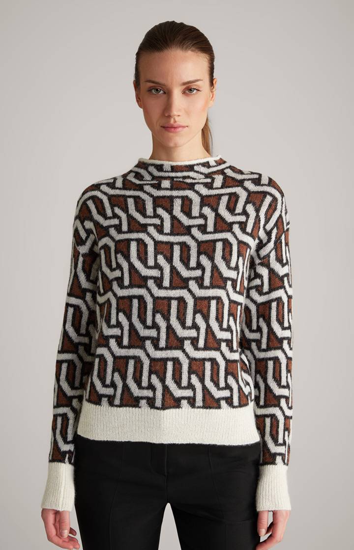 Joop Strick-Pullover in Creme/Braun/Schwarz gemustert