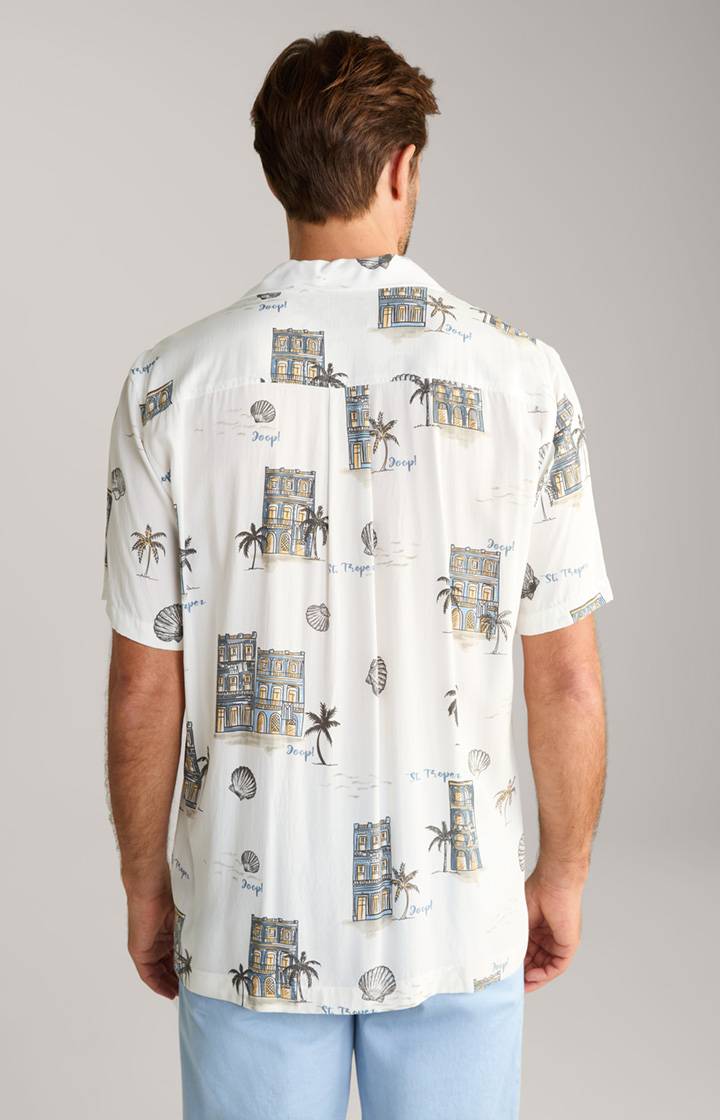 Joop Viskose-Hemd Kawai In Offwhite/Blau/Gelb Gemustert