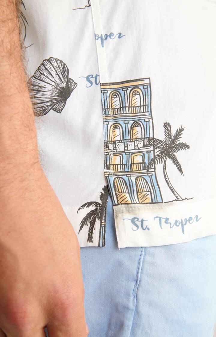 Joop Viskose-Hemd Kawai In Offwhite/Blau/Gelb Gemustert