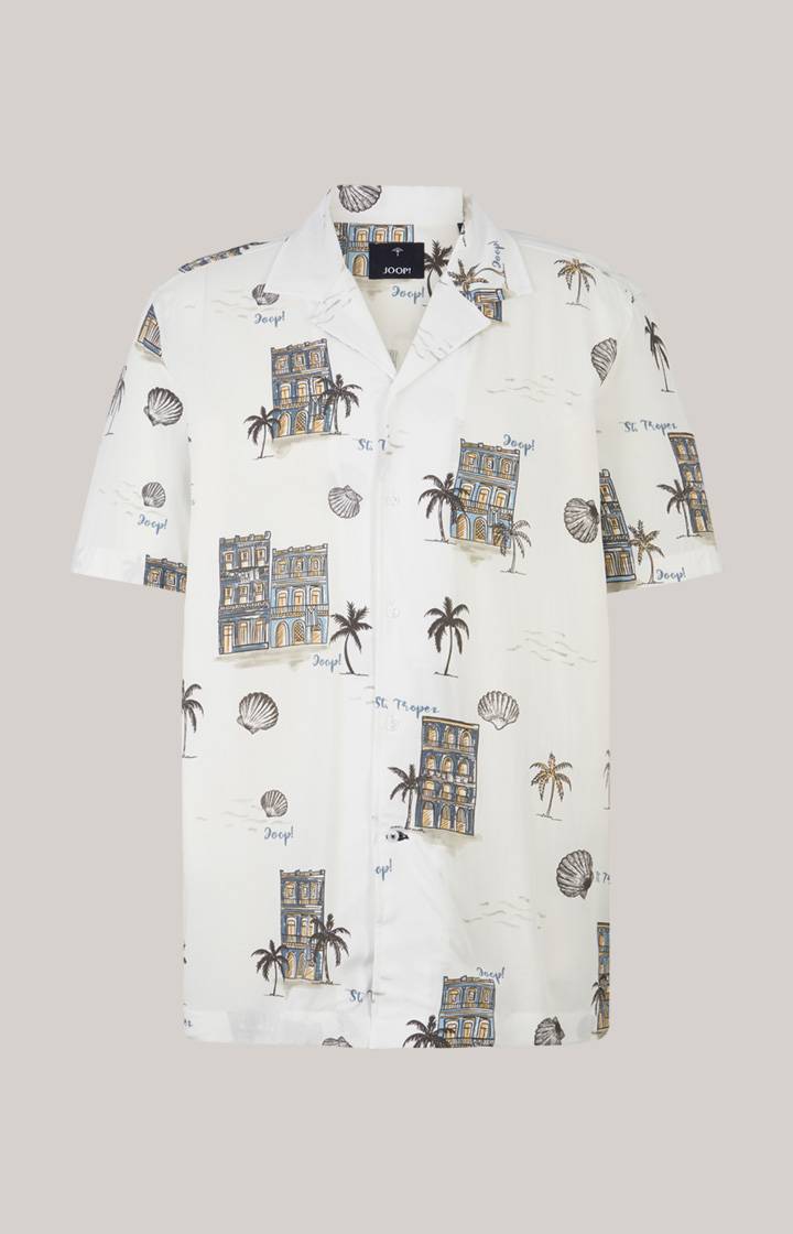 Joop Viskose-Hemd Kawai In Offwhite/Blau/Gelb Gemustert