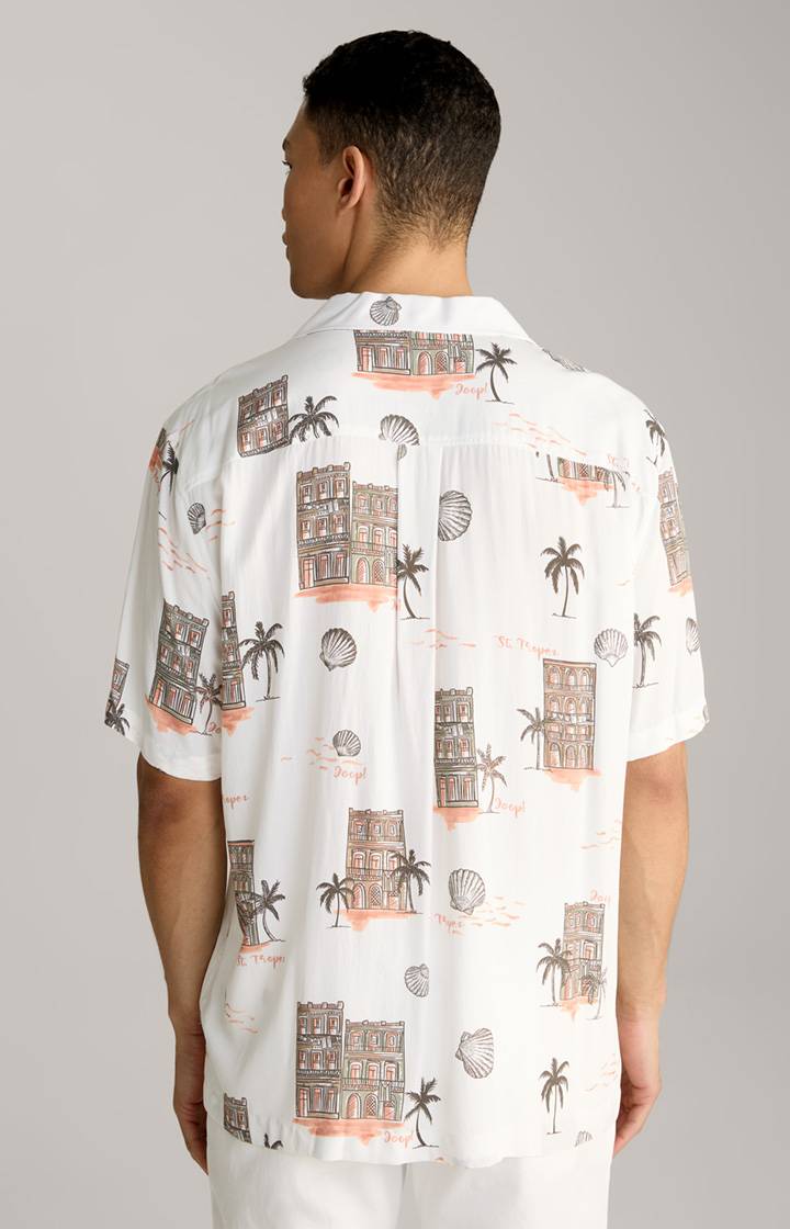 Joop Viskose-Hemd Kawai In Offwhite/Braun/Rot Gemustert