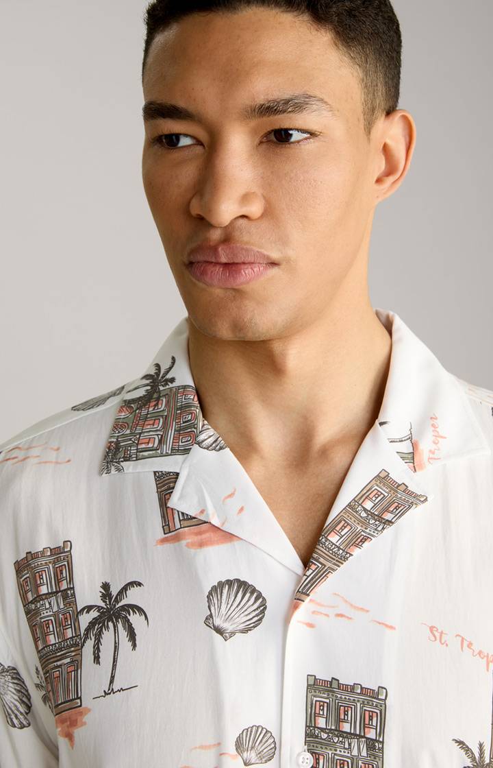 Joop Viskose-Hemd Kawai In Offwhite/Braun/Rot Gemustert