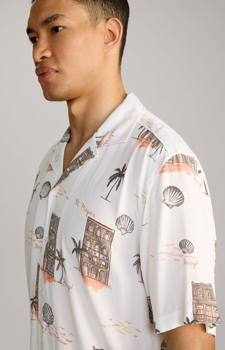 Joop Viskose-Hemd Kawai In Offwhite/Braun/Rot Gemustert