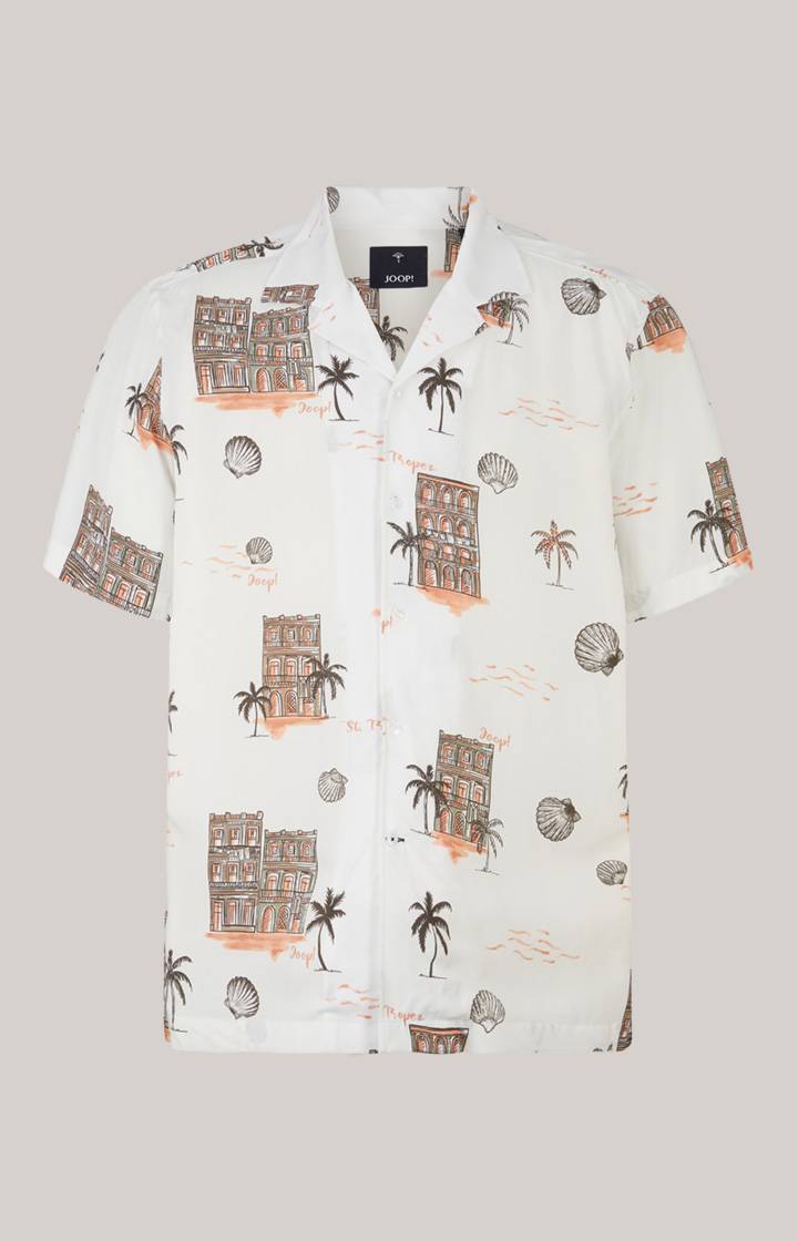 Joop Viskose-Hemd Kawai In Offwhite/Braun/Rot Gemustert