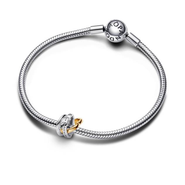 PANDORA Bicolor Stiefmutter Verschlungene Herzen Charm