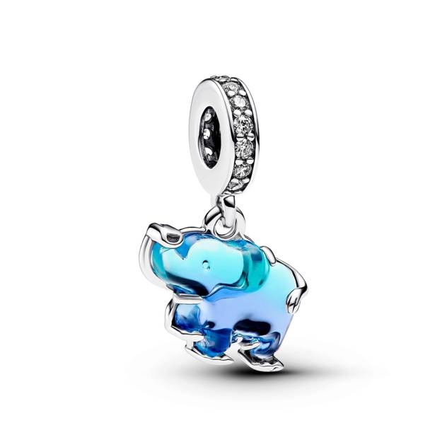 PANDORA Blauer Murano-Glas Elefanten Charm-Anhänger
