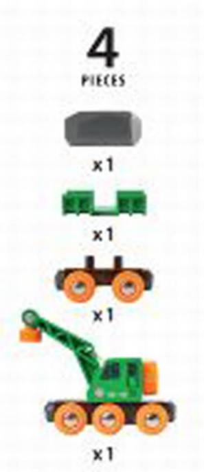 Brio Grüner Kranwagen Mit Anhänger Und Fracht