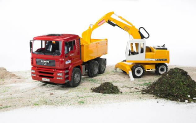 BRUDER MAN TGA Kipper+Liebherr Schaufelbagger